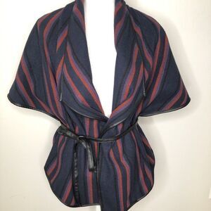 BB Dakota Wool Blend Draped Wrap Cardigan Aztec Jacket Coat Small Southwest Boho